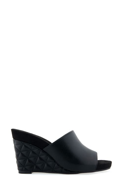 Shop Aerosoles Pierce Quilted Wedge Sandal In Black Pu