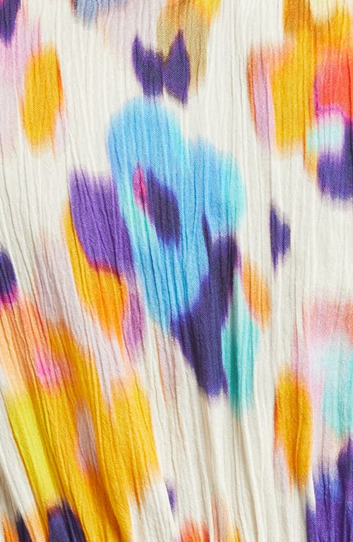 Change Of Scenery Print Ruffle Tie Waist Minidress In Ivory Multi