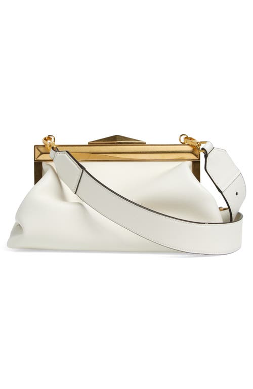 Shop Jimmy Choo Diamond Leather Frame Clutch In Latte