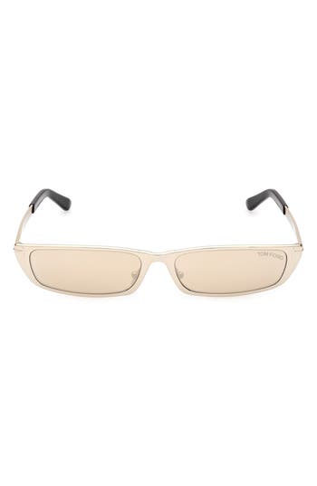 Shop Tom Ford 59mm Mirror Rectangular Sunglasses In Gold/brown Mirror