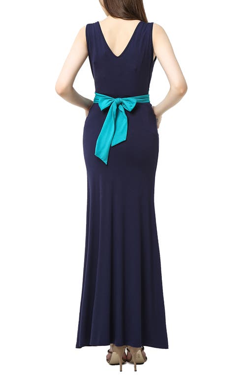 Kimi And Kai Scarlett Maternity Maxi Dress In Navy/teal