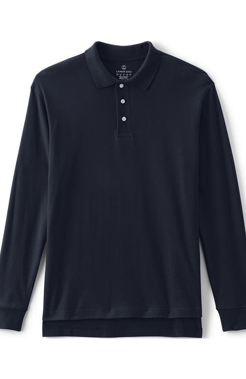 Shop Lands' End School Uniform  Long Sleeve Interlock Polo Shirt In Classic Navy