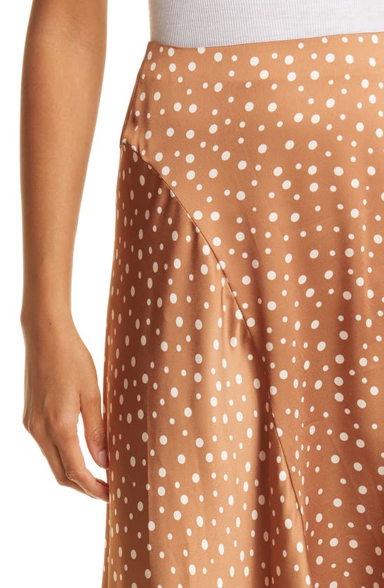 Shop Vince Dot Print Satin Skirt In Honey