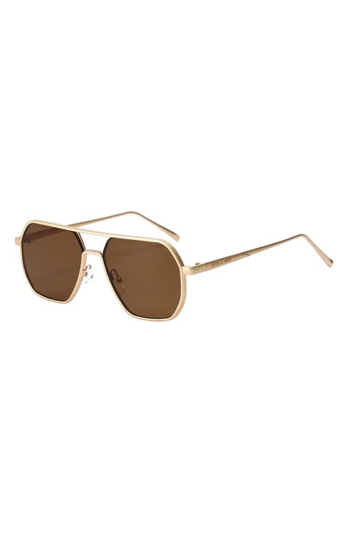 Fifth & Ninth Nola 58mm Polarized Aviator Sunglasses In Brown/gold