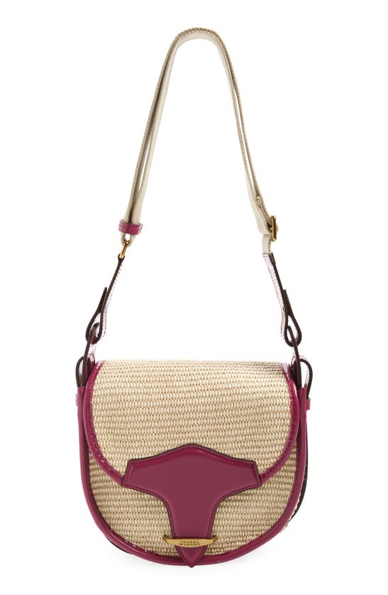 Isabel Marant Botsy Woven Raffia Crossbody Bag In Natural/ Orchid