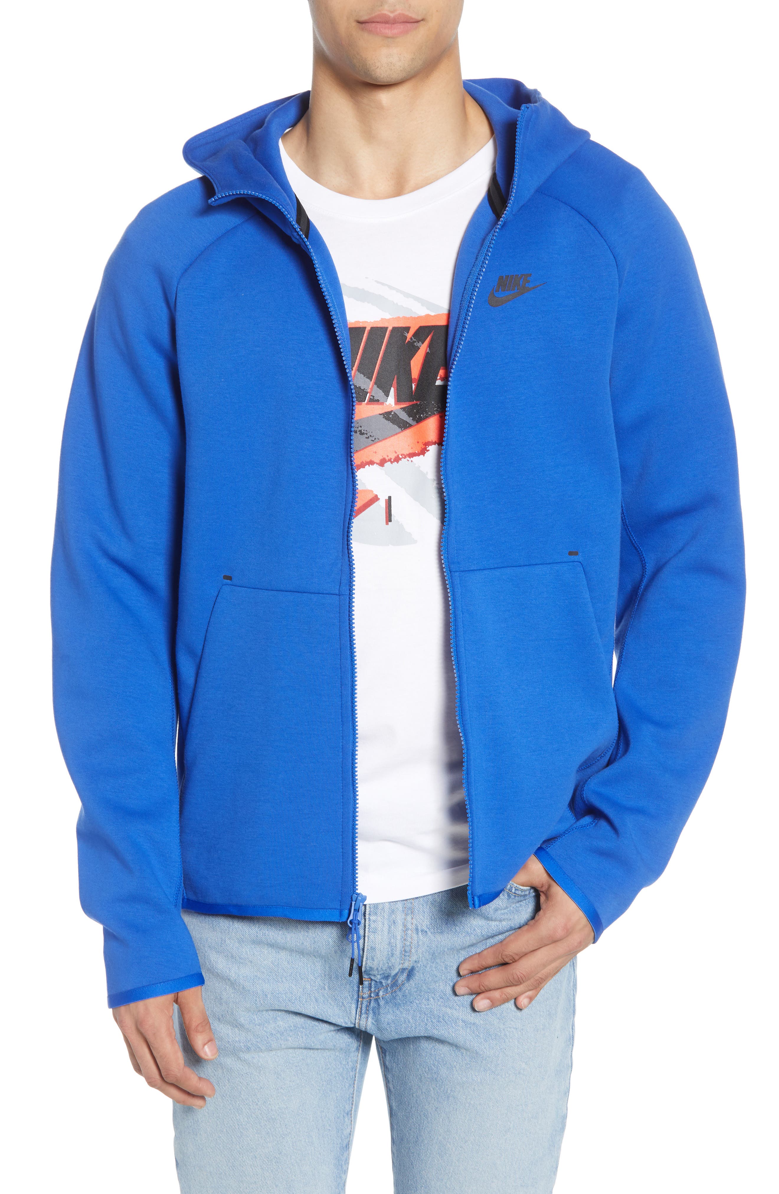nike tech fleece hoodie royal blue