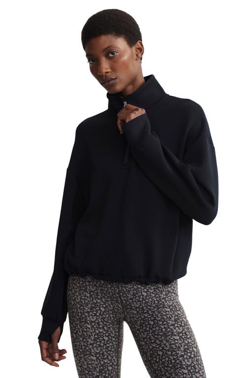 Varley Sian Cropped Half-zip Midlayer In Black In Black