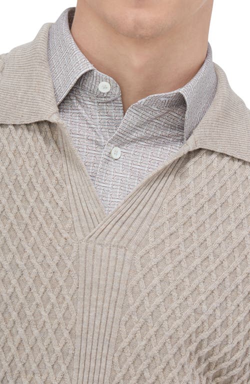 Bugatchi Merino Wool Johnny Collar Sweater In Willow