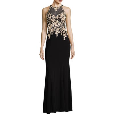 Xscape Floral Embroidered Gown