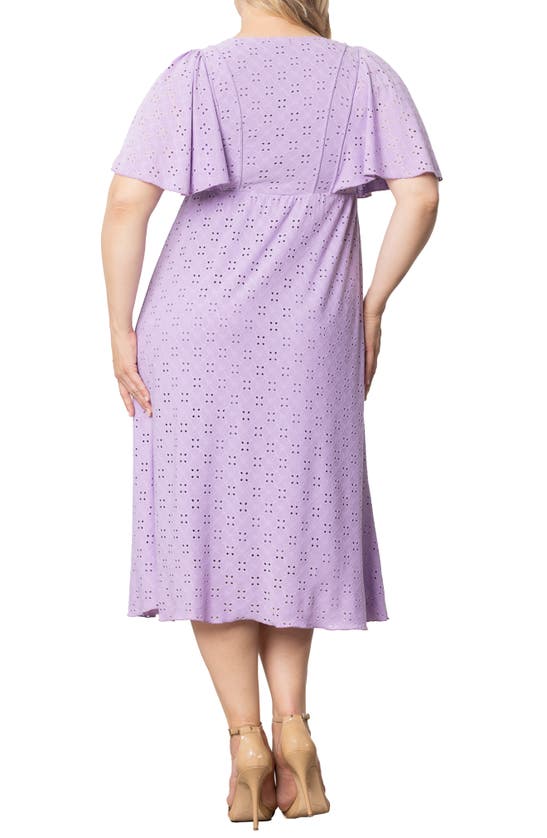Shop Kiyonna Lucy Short Sleeve Eyelet Midi Dress In Lilac
