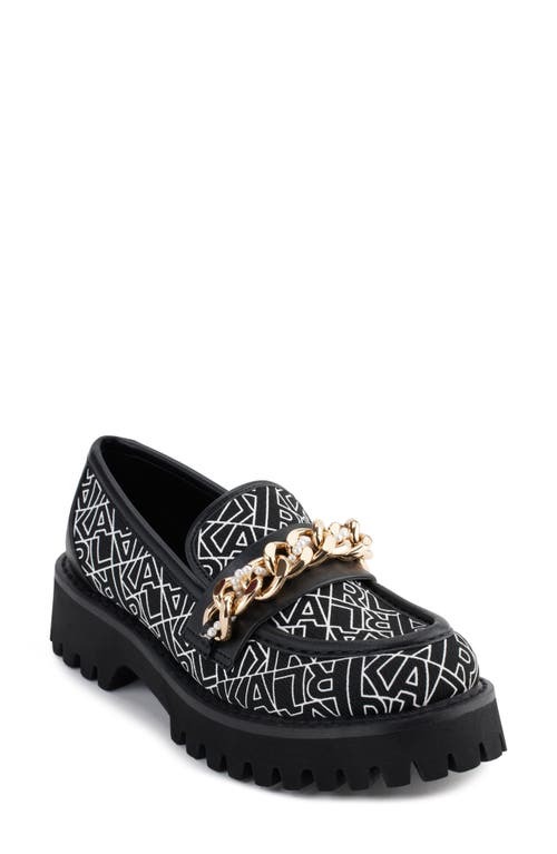 Karl Lagerfeld Paris Gala Lug Chain Loafer in Black/White