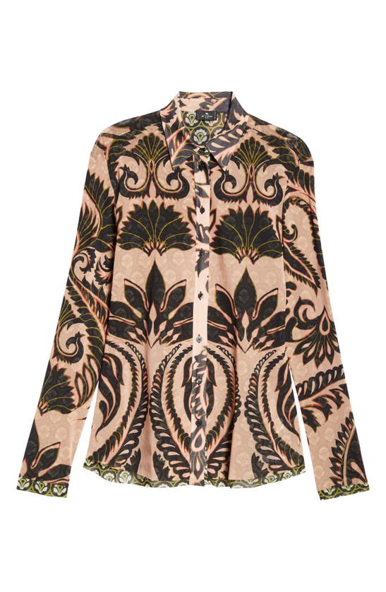 Shop Etro Long Sleeve Button-up Shirt In Pink