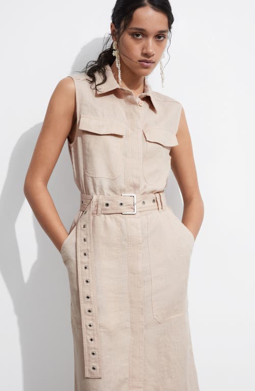 Shop & Other Stories Sleeveless Linen Shirtdress In Beige Dusty Light