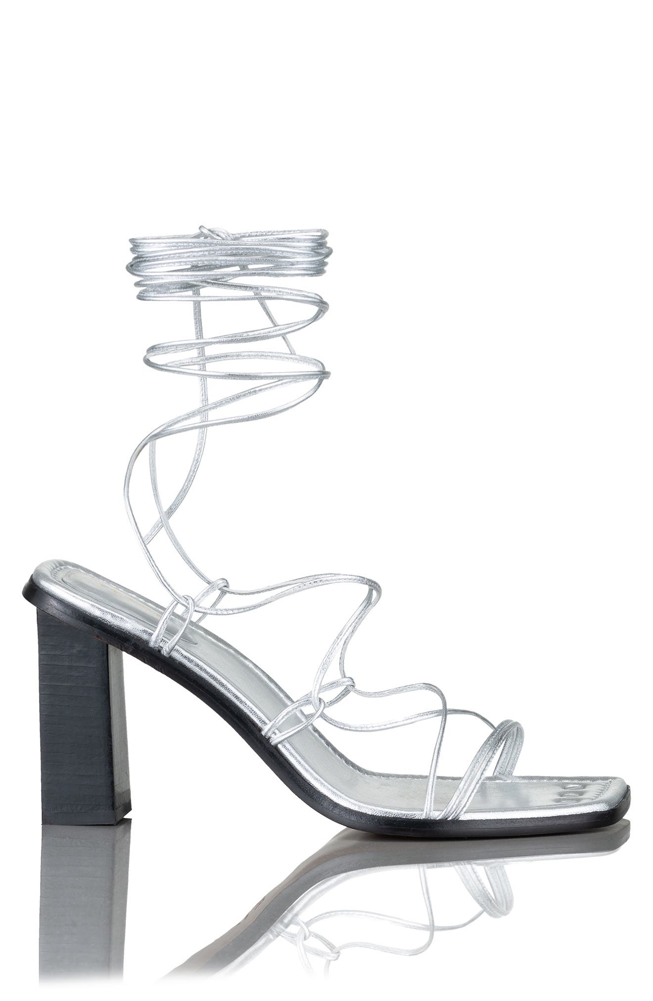 silver lace up sandals