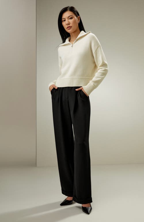 Lilysilk Relaxed Fit Wool-cashmere Blend Sweater For Women In White