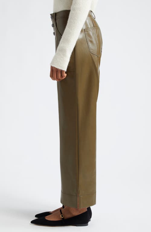 Shop Cinq À Sept Benji Faux Leather Crop Pants In Dark Olive