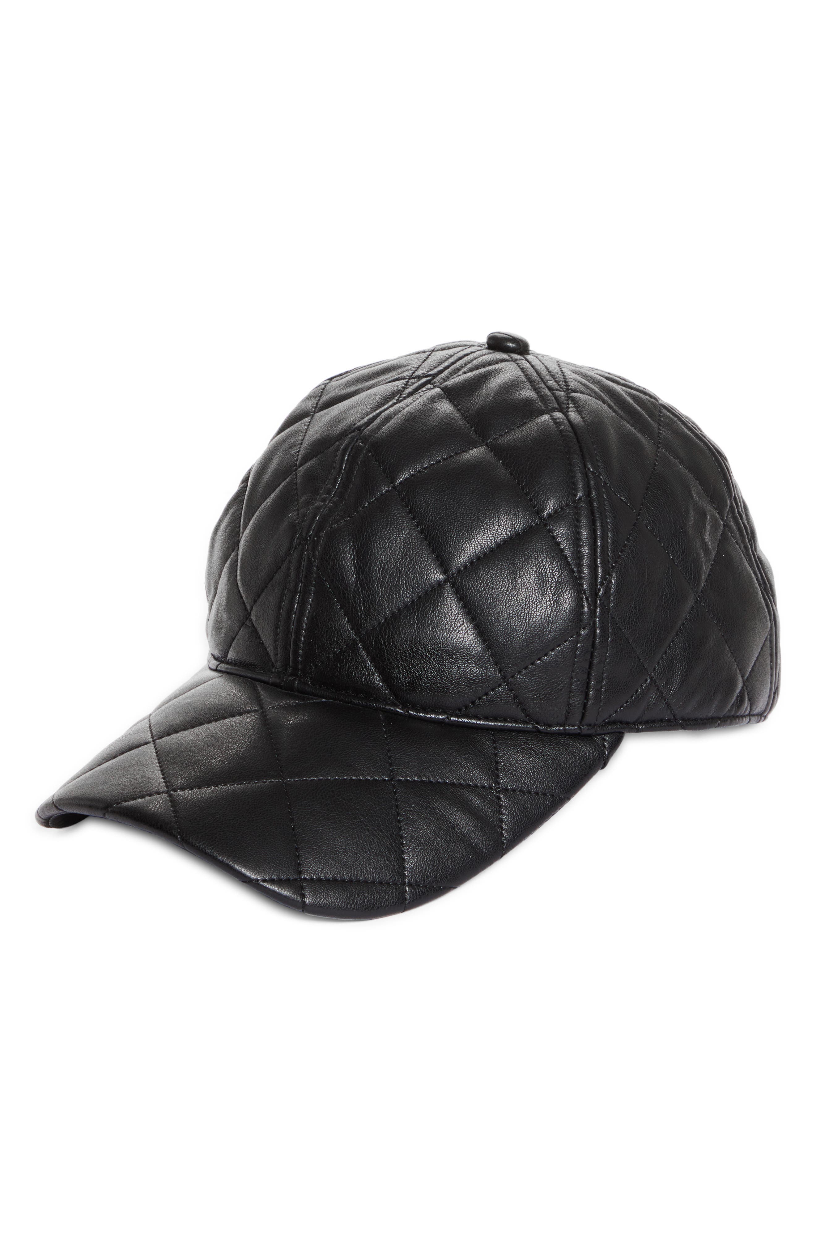 womens faux leather hat