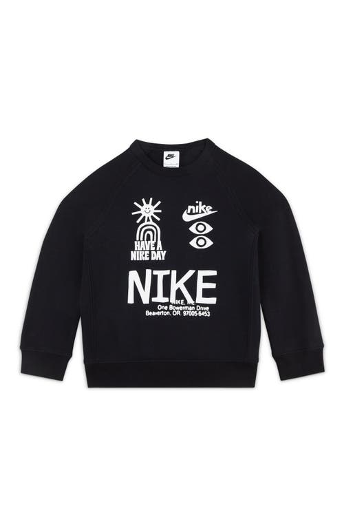 Kids' Have a Nike Day Graphic Crewneck Sweatshirt in Black/White