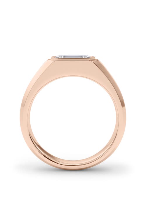 Hautecarat Emerald Cut Lab Created Diamond Signet Ring In 2.00 Ctw 18k Rose Gold