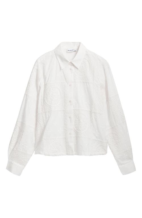 Desigual Sendai Embroidered Cotton Button-up Shirt In White