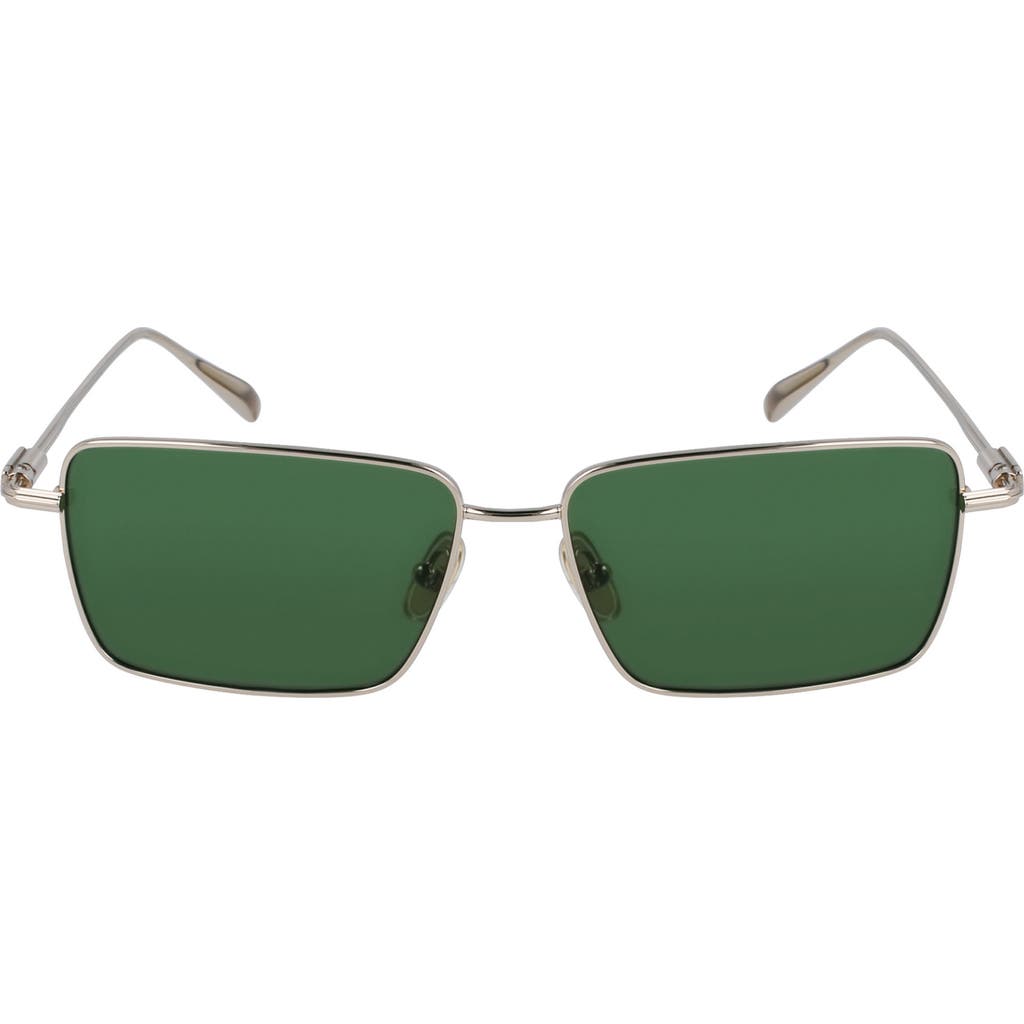 Ferragamo Gancini Evolution 57mm Rectangular Sunglasses In Light Gold/green