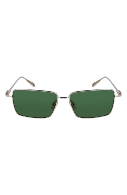 FERRAGAMO Gancini Evolution 57mm Rectangular Sunglasses in Light Gold/Green at Nordstrom