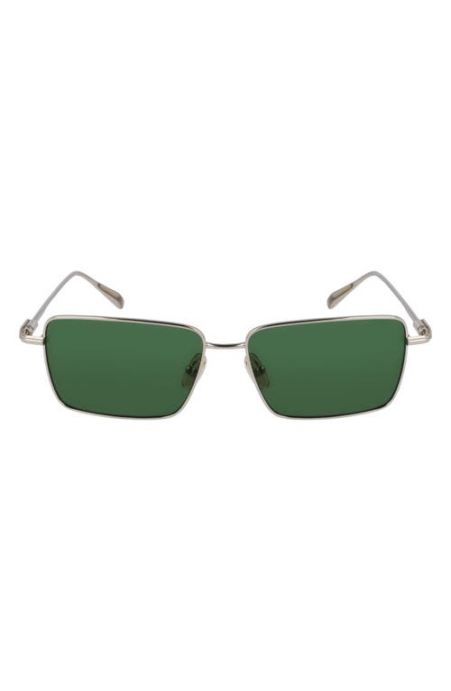 Shop Ferragamo Gancini Evolution 57mm Rectangular Sunglasses In Light Gold/green