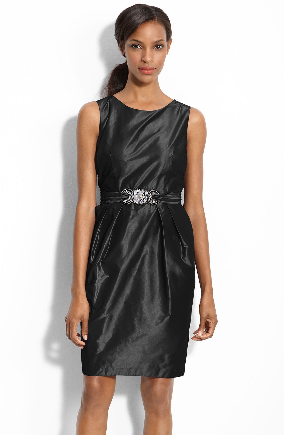 Alex Evenings Beaded Waist Taffeta Sheath Dress Nordstrom