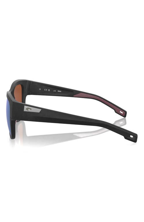 Costa Del Mar Caleta 55mm Mirrored Polarized Square Sunglasses In Black/green Mirror