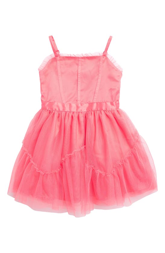 Shop Bcbg Girls Bcbg Kids' Ruffle Mesh Fit & Flare Party Dress In Hot Coral