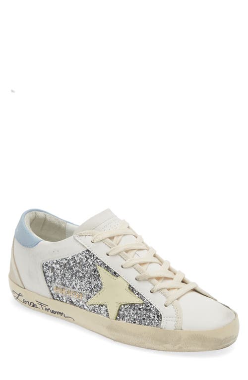 Golden Goose Super-star Glitter Bio Based Low Top Sneaker In Silver/white