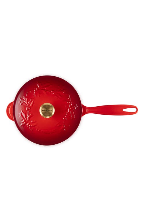 Le Creuset Holly Collection Enameled Cast Iron 2.25-qt. Traditional Saucier With Lid In Cerise