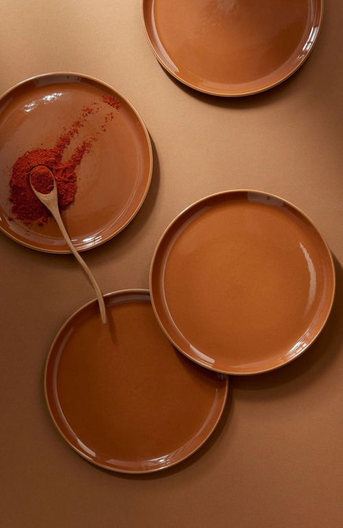 Gharyan Stoneware Tunisian Side Plates Set Of 4 In Terracotta
