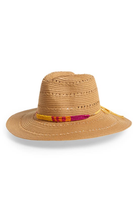 Shop Vince Camuto Bead Trim Panama Hat In Tan