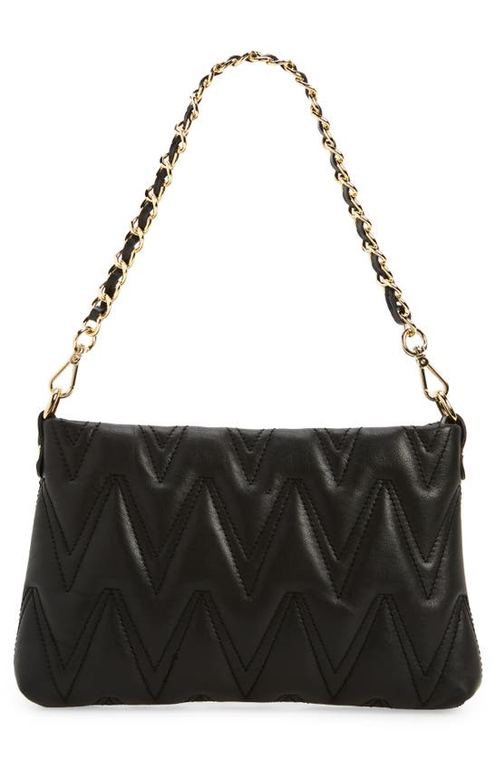 Shop Valentino By Mario Valentino Vanille Diamond Quilted Leather Shoulder Bag In Black