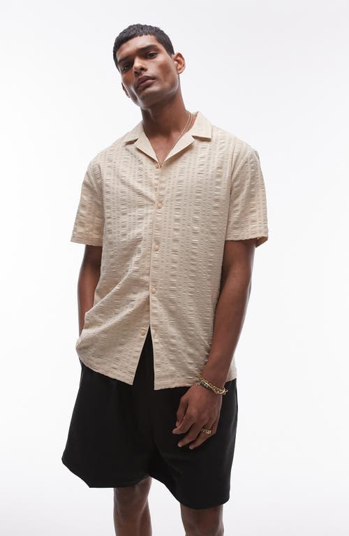 TOPMAN TOPMAN SEERSUCKER STRIPE CAMP SHIRT 