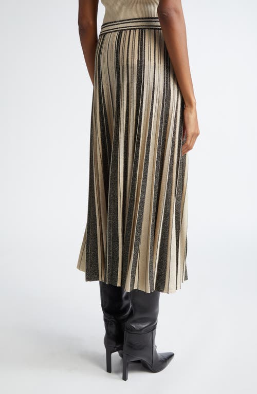 Shop Zimmermann Metallic Pleated Midi Sweater Skirt In Black/gold