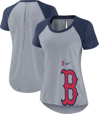 Nike Women's Nike Heather Gray Boston Red Sox Summer Breeze Raglan Fashion  T-Shirt