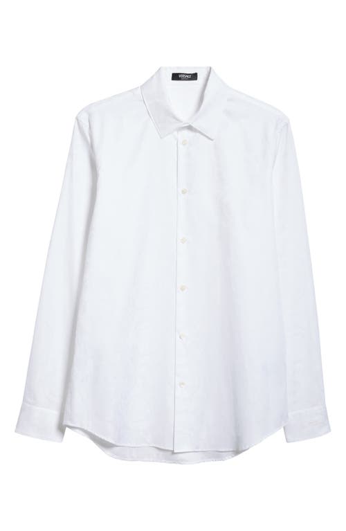 Shop Versace Barocco Jacquard Button-up Shirt In Optical White