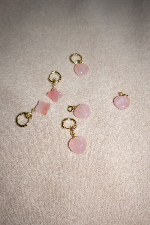 Seree Women's Pink / Purple Heart Jade Stone Charm Earrings In Pink