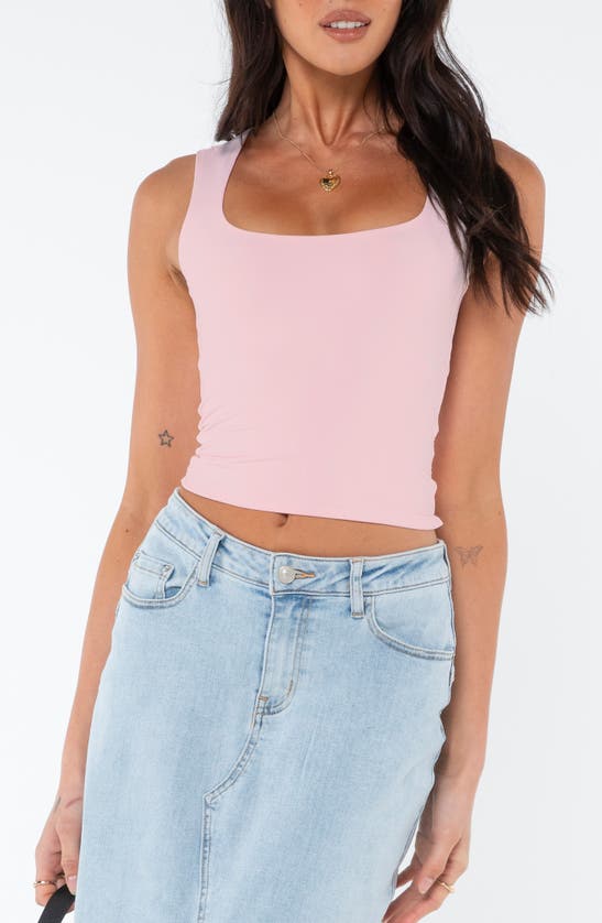 Princess Polly Zoe Square Neck Crop Tank In Light Pink