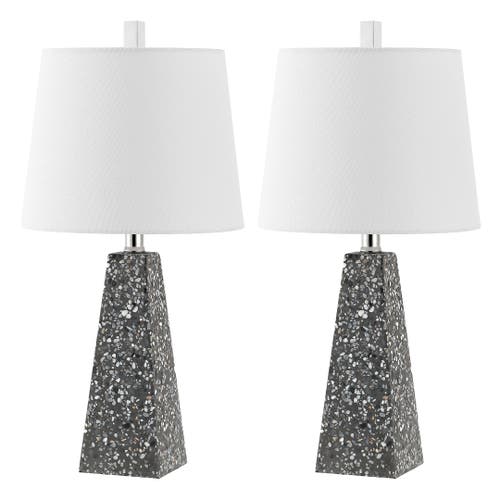 Jonathan Y Owen Contemporary Resin Led Table Lamp In Dark Gray Terrazzo