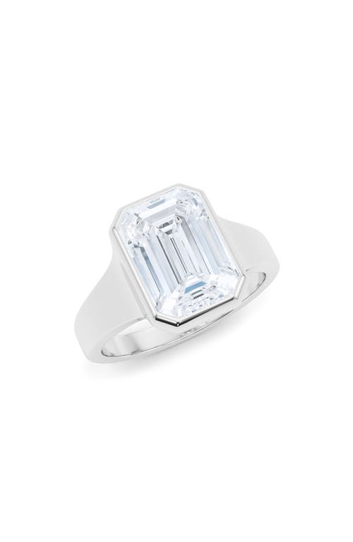 Lab Created Emerald Cut Diamond Ring in 18K White Gold