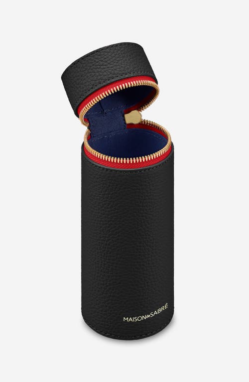 Maison De Sabre Maison De Sabré Leather Brush Case In Rouge Noir