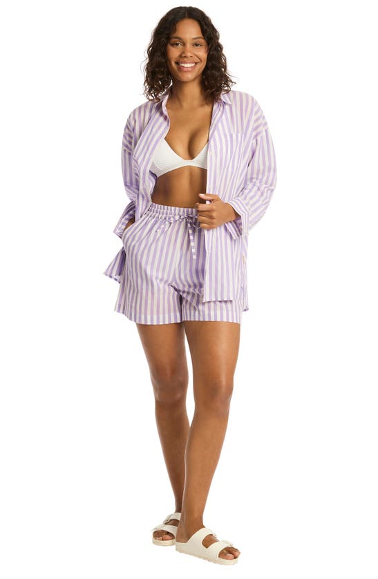 Shop Sea Level Sails Beach Stripe Cover-up Tunic In Lavender