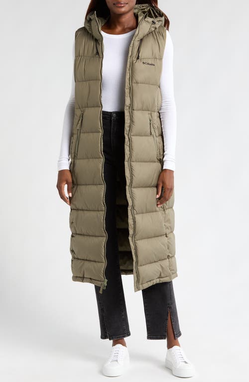 COLUMBIA COLUMBIA PIKE LAKE WATER REPELLENT HOODED LONG PUFFER VEST 