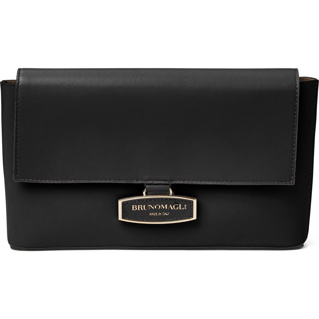 Bruno Magli Stella Leather Clutch Crossbody In Black