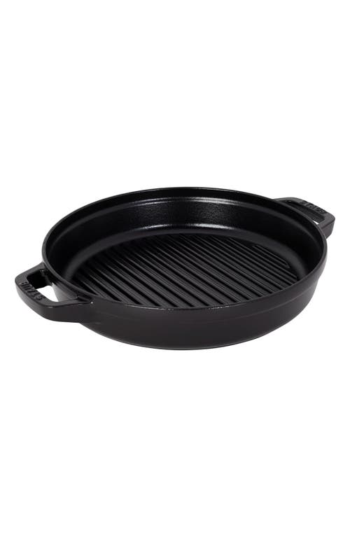 Staub Black Stackable Cast-iron Set Of Four With Lid In Black