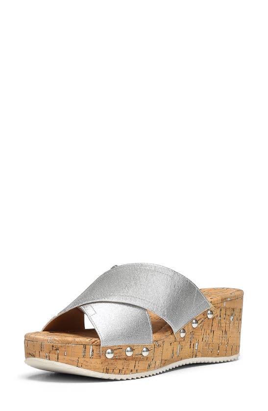 Shop Donald Pliner Summer Platform Wedge Sandal In Silver