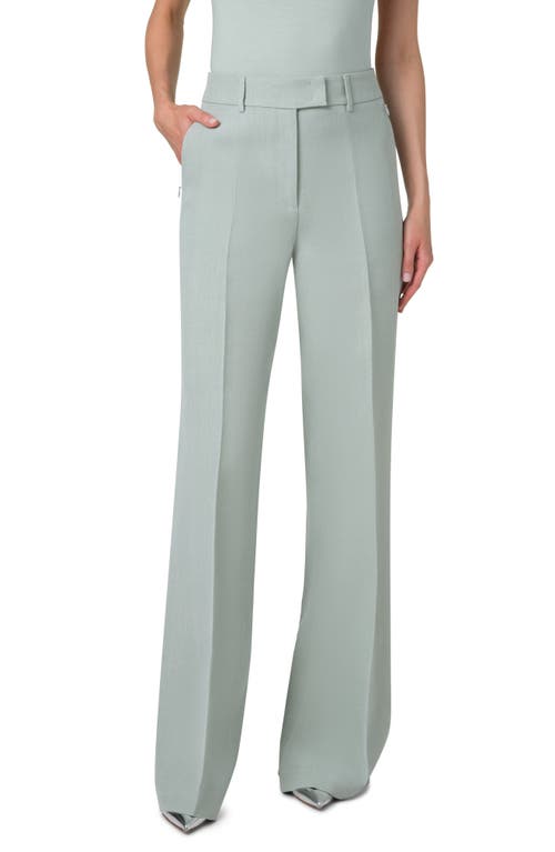 Shop Akris Fior Chambray Pants<br> In Stone Blue